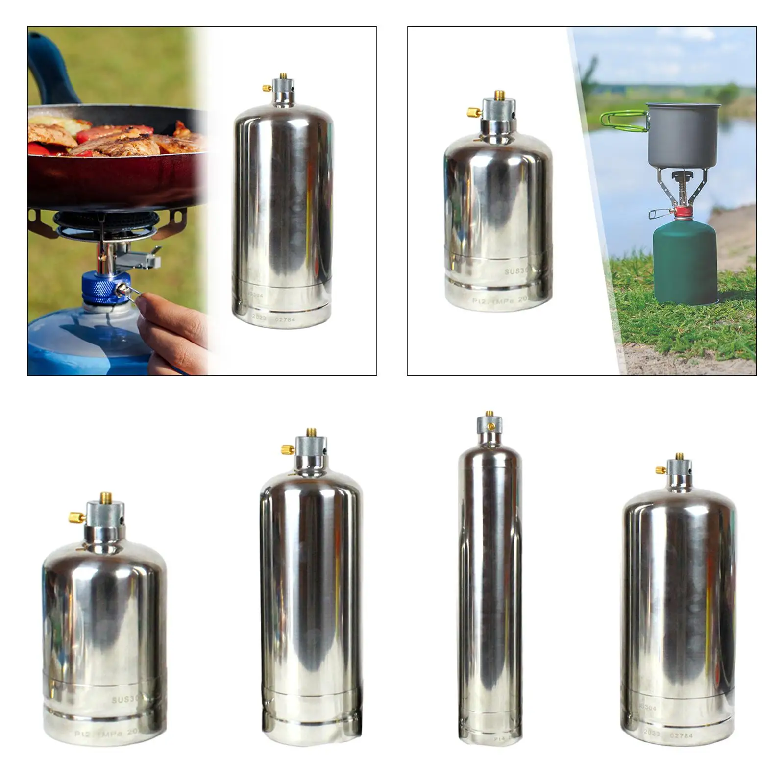 

Gas Canister Empty Refillable for Camping Stove Camping Fuel Bottle Portable Stainless Steel Container for Outdoor Cooking