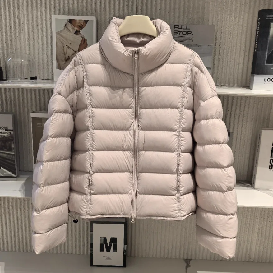 

Стеганое пальто со свиным ребром и воротником-стойкой 90, теплая куртка на белом утином пуху для женщин, зимняя новая парка-пуховик