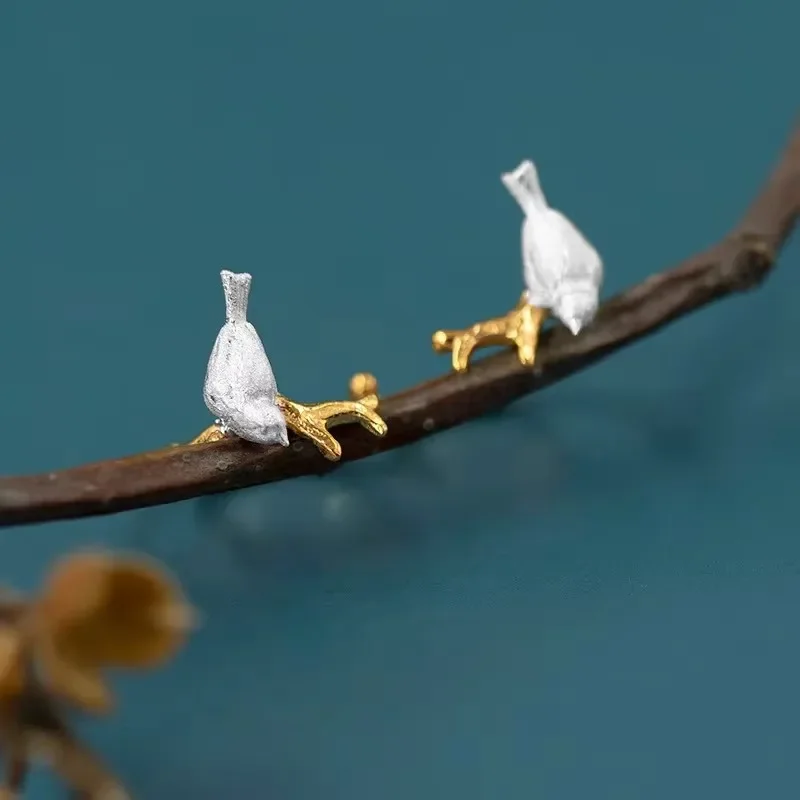 

INATURE Cute Bird on Branch 925 Sterling Silver Clip Earrings For Women Girl Ear Cuff Jewelry Bijoux