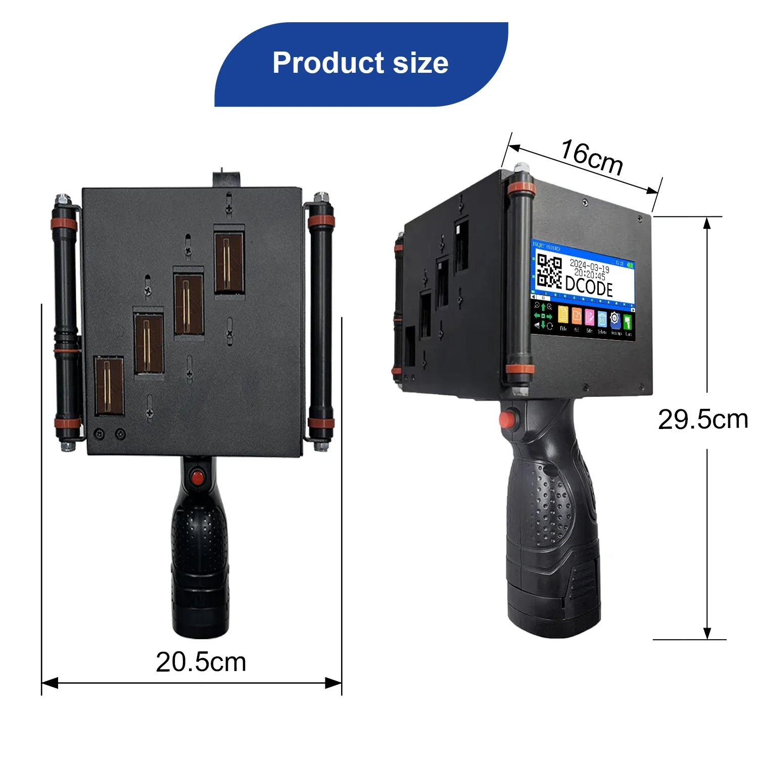 DCODE 730PLUS 100mm Portable Handheld Thermal Inkjet Printer QR Barcode Batch Number Logo Expiry Date TIJ Coding Machine