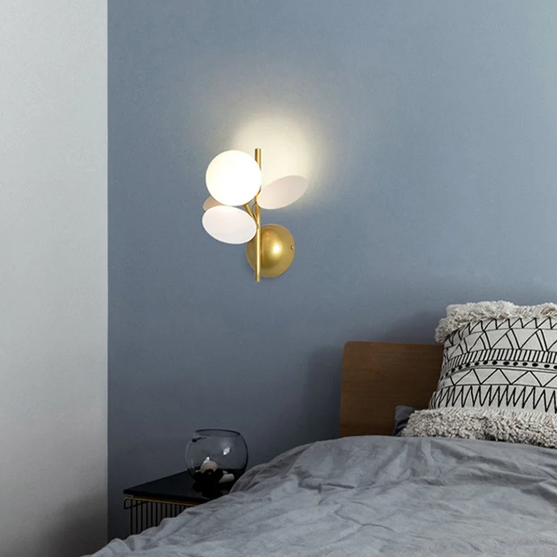Glass Ball Lampshade Warm LED Light for Nordic Macaron Acrylic Sheet Wall Lamp Kids Bedroom Living Room Accent Decor