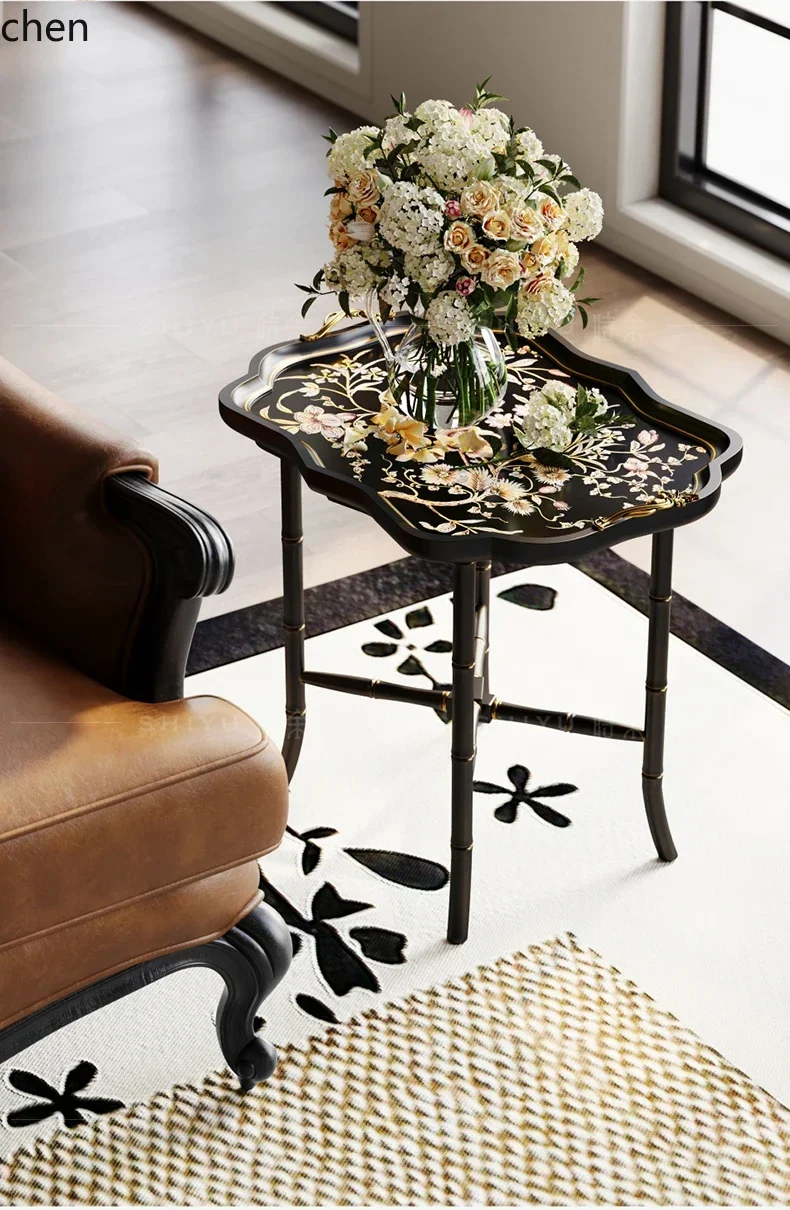 YFY Side Table Vintage Handmade Painted Sofa Side Living Room Coffee Table