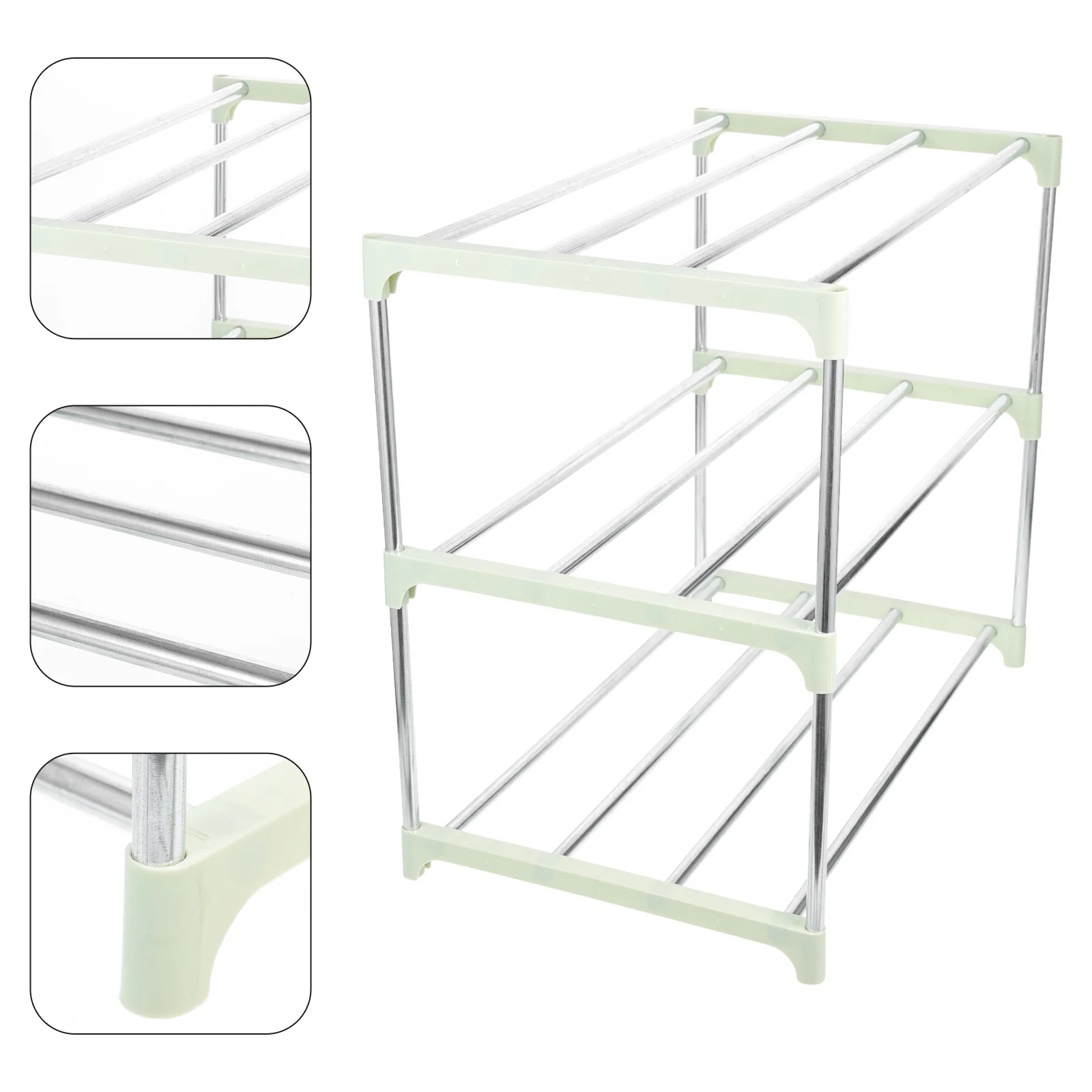 Shoe Rack Household Shoes Cabinet Shelf Storage Holder Three-layer Stainless Steel 3-tier Multi-layer Stand