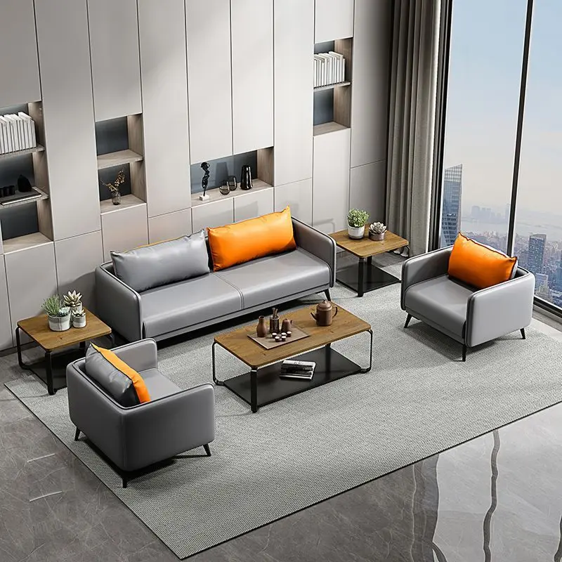 Leather, office, sofa coffee table combination, modern, minimalist