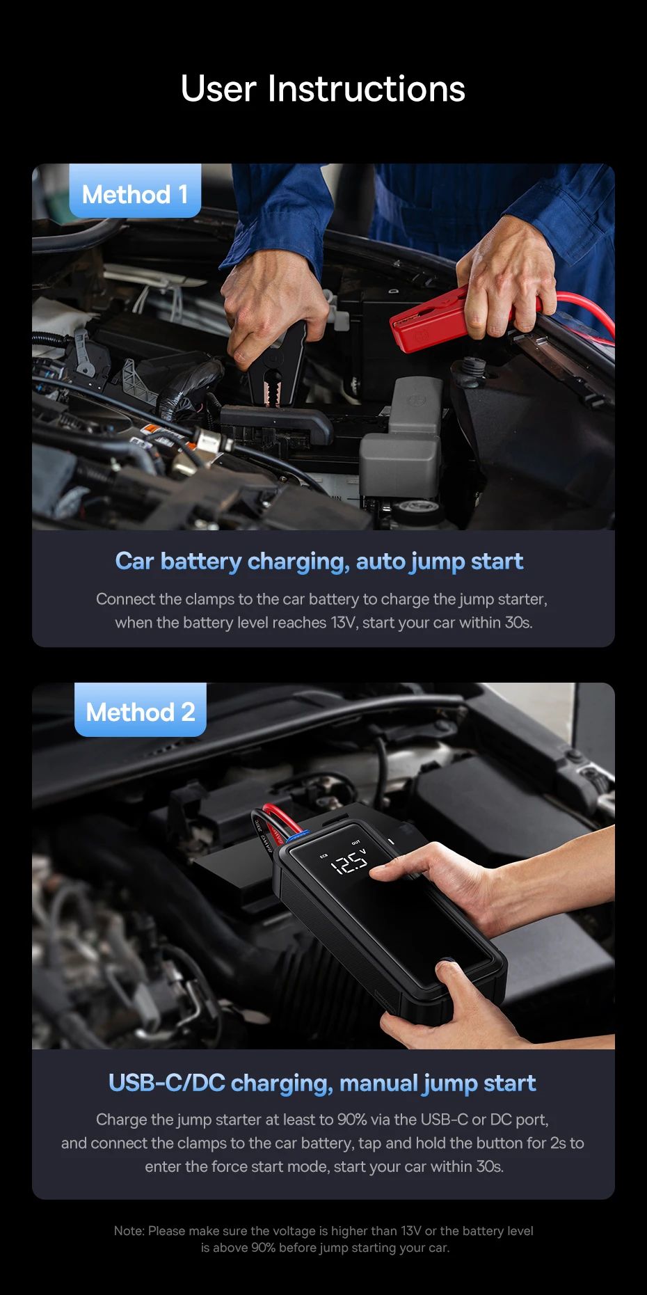 Baseus Super Capacitor Auto Starthilfe 3000A Auto Booster Gerät Ladegerät Batterie weniger Tragbare Auto Start für Notfall Gerät – Detail 16
