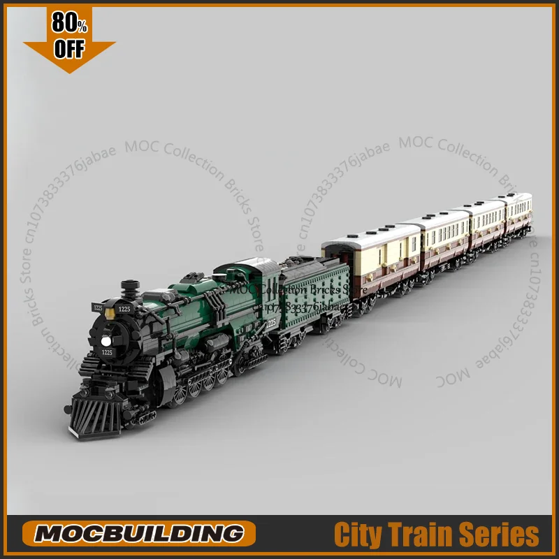 

City Railway Moc Building Block 1225-steam Локомотив и уголь нежный с изумрудными ночными каночками Модель Кирпичи Игрушка в подарок 3774 шт.