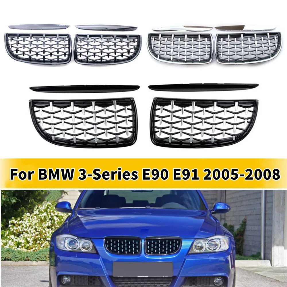 

For BMW 3 Series E90 E91 2005-2008 Car Diamond Styling ABS Front Kidney Grille Hood Racing Grill Auto Replacement Part