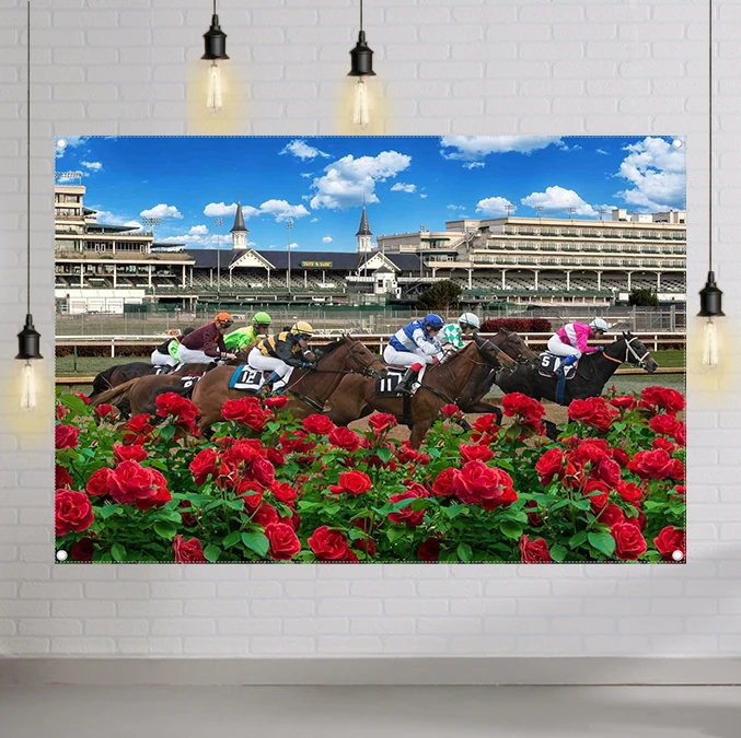 

Kentucky Competition Photography Backdrop Horse Racing Red Roses Background Run for The Roses Party Photo Tapestry Booth Props