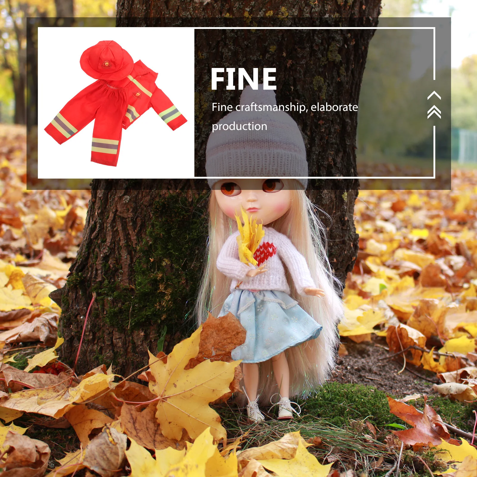 1 set Fireman Costume Set 43 Cm Unique Firefighter Outfit For Girl Role Play Career Suit Pretend Play Halloween Party Dress Up