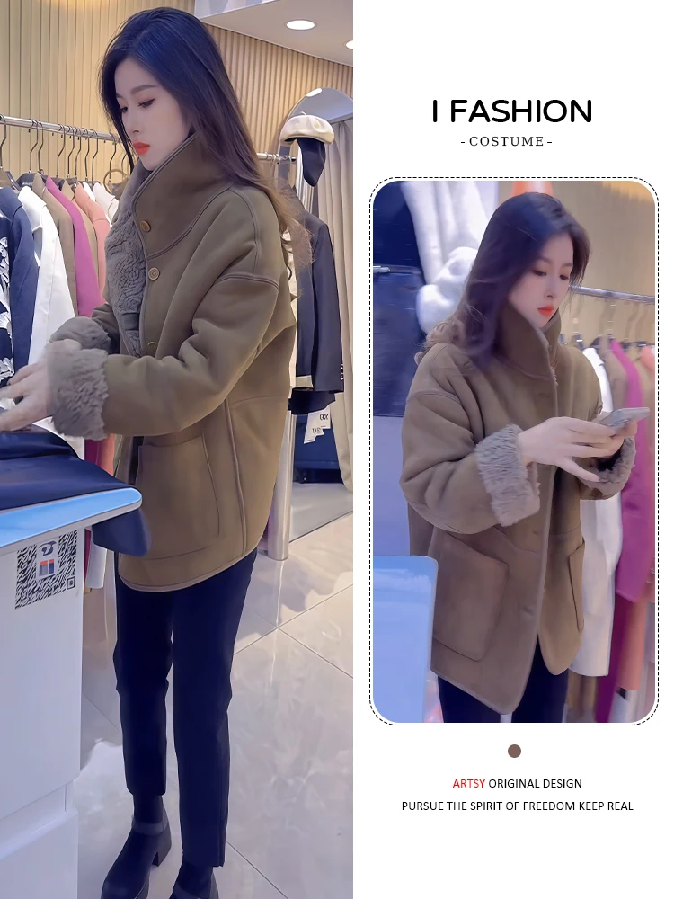 독특한 디자인의 아름다운 여성용 루즈핏 플러스 사이즈 따뜻한 롱 셔츠, 초겨울 출퇴근용