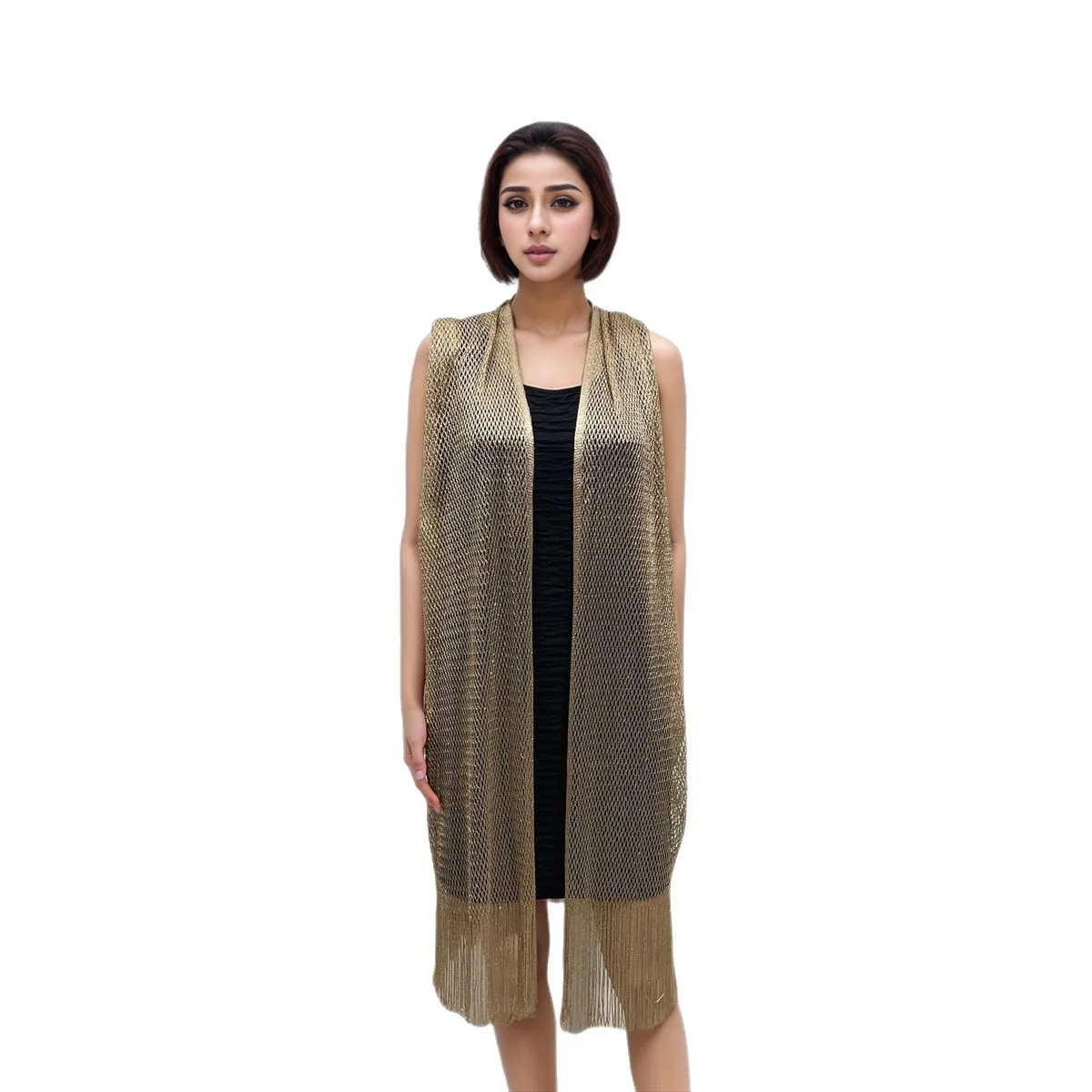 Women's Mesh Hollowed out Poncho Summer Beach Hoodie Skirt Loose Tassel Knitted Shawl Swimsuit Sunscreen Coat