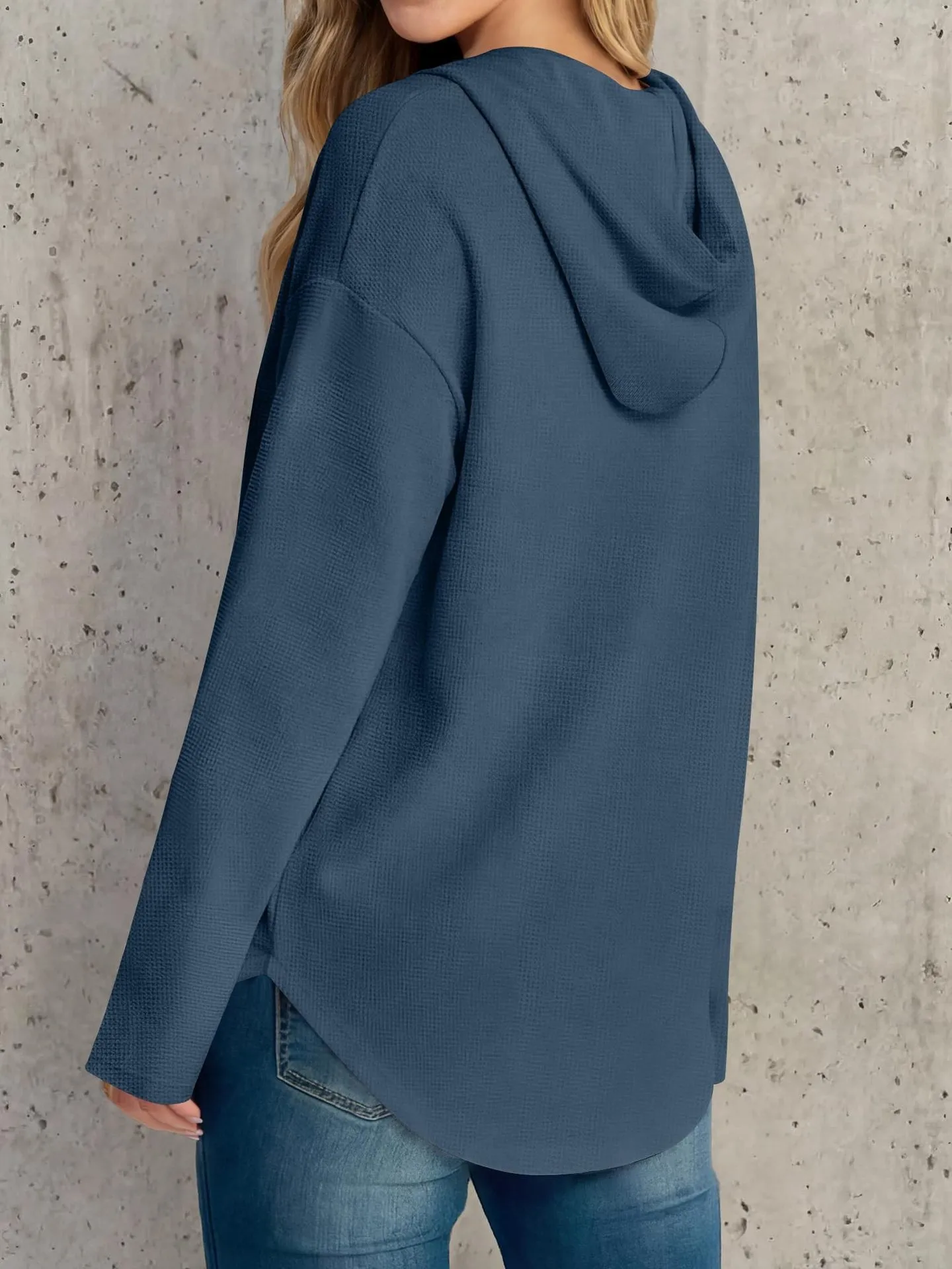 Casual Pullover Hoodie with V Neck Regular Length American and European Style Regular Sleeve Autumn Long Sleeve Women Hoodie