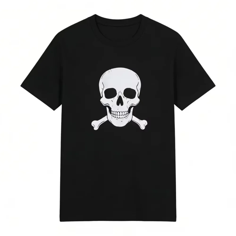 Anime Chainsaw Man Reze T-Shirt Skull Crossbones Graphic Tee Unisex Streetwear Cosplay Top Y2K Casual Short Sleeve Shirt