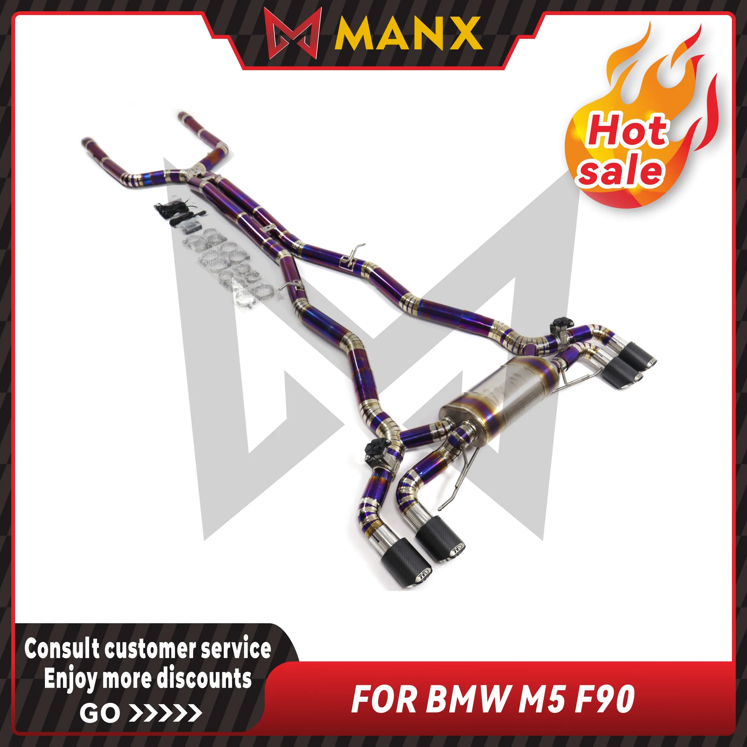 

Titanium alloy purple Catback for BMW M5 F90 Performance Exhaust pipe Muffler with remote control valve