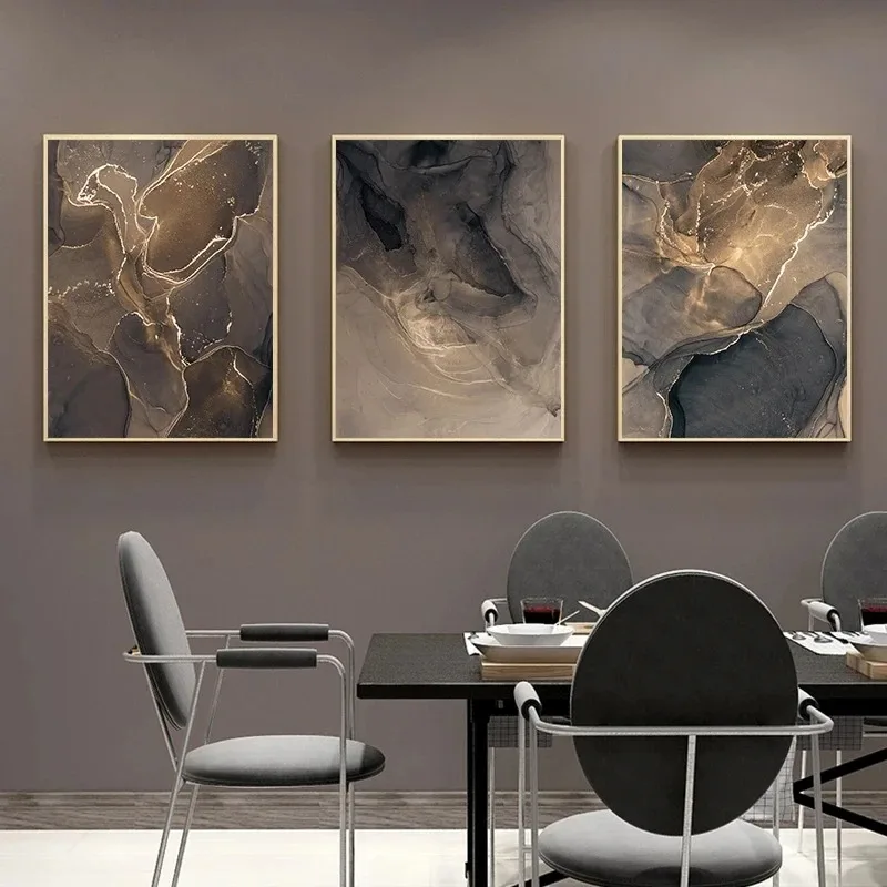 Moderne Graues Gold Marmor Abstrakte Poster Wand Kunst Leinwand Malerei Druckt Bilder Wohnzimmer Schlafzimmer Interieur