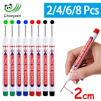 2/4/6/8Pcs Long Head Markers Pen Bathroom Woodworking Decoration Multi-purpose Deep Hole Marker Pens Red/Black/Blue/Green Ink