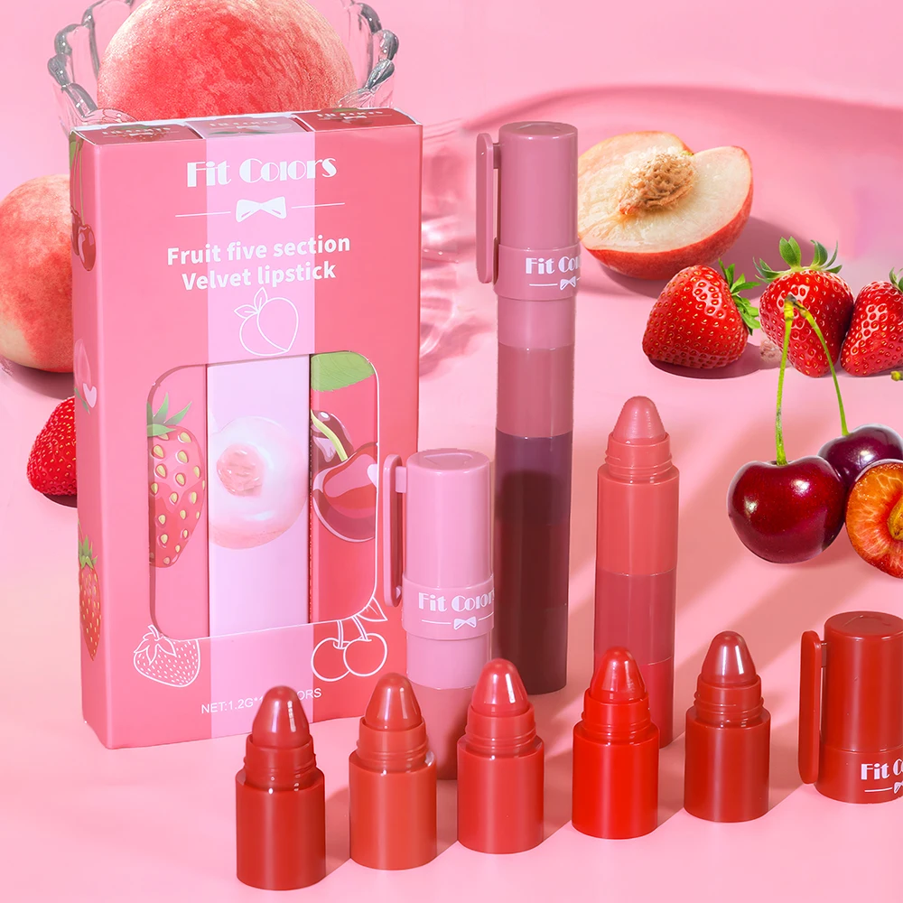 مجموعة أحمر شفاه مخملي غير لامع ، لون يدوم طويلاً ، تطبيق مرطب ناعم ، مرطب شفاه مرطب ، لمسة ناعمة ، 5 في 1