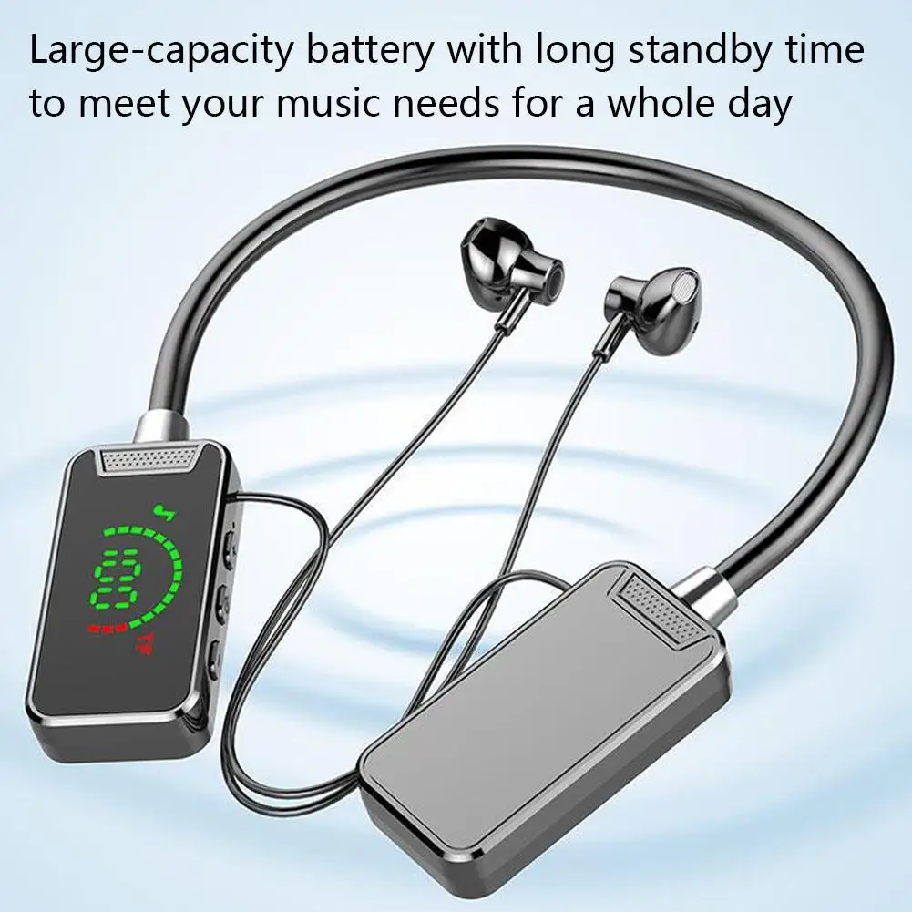 NEWMSNR 24H speeltijd Stereogeluid Bluetooth-oortelefoon LED-display Oordopjes Draadloze hoofdtelefoon Sport Waterdichte nekband-headset