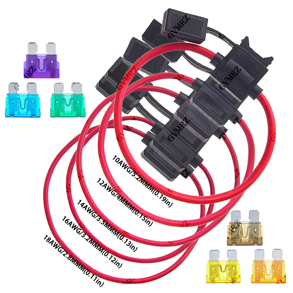 1A 2A 3A 15A-50A  ATC Medium Blade Waterproof Fuse Holder For Automobile 32V 18/16/14/12/10AWG Standard Fuse Insert 7.5A 10A 4A