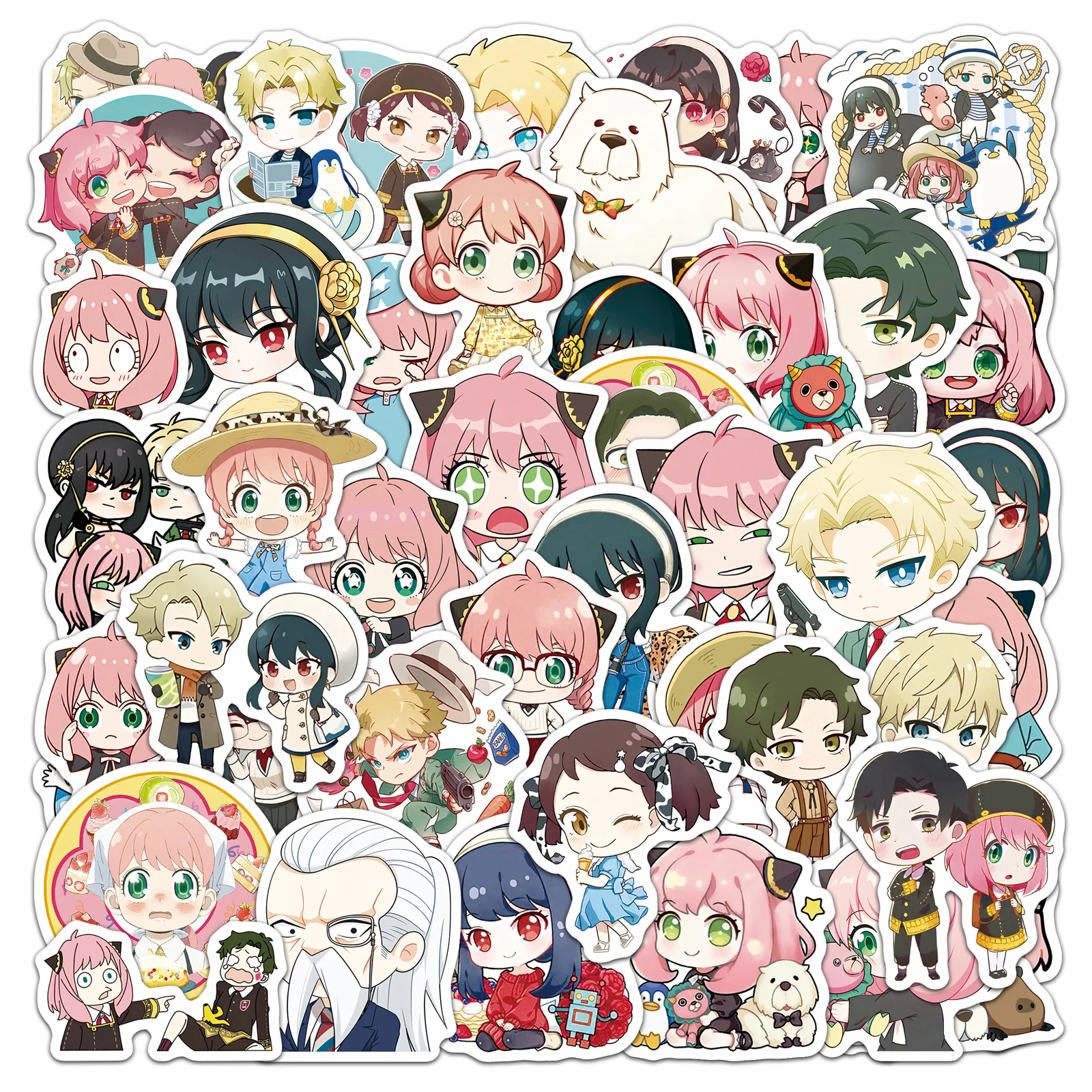 50 шт., милая мультяшная серия SPY×FAMILY, милая водонепроницаемая наклейка с героями мультфильмов, скейтбординг, ретро наклейка для дома, наклейка