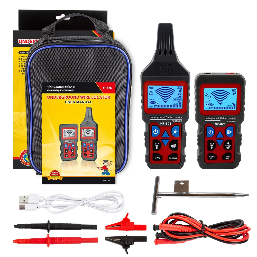 Noyafa NF-826 Hoogspanningsdraad Tracker Draagbare Telefoonkabel Locator Ondergrondse Pijp Detector Professionele Kabelzoeker