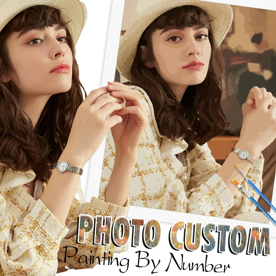 24/36/48 Color Photo Custom Paint By Numbers Kits For Adults Photo Customization Diy Hand Drawn Coloring On Canvas Unique Gift