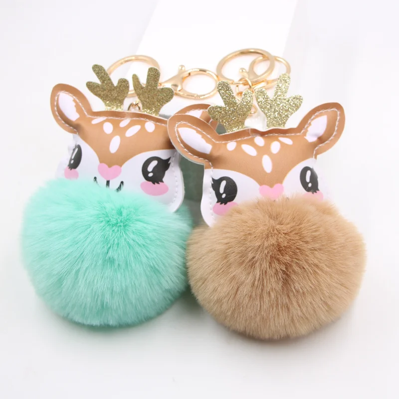Cute Cartoon Colorful Animal Elk Keychain Fashionable and Personalized Backpack Decoration Plush KeyChains Xmas Gifts 1pcs
