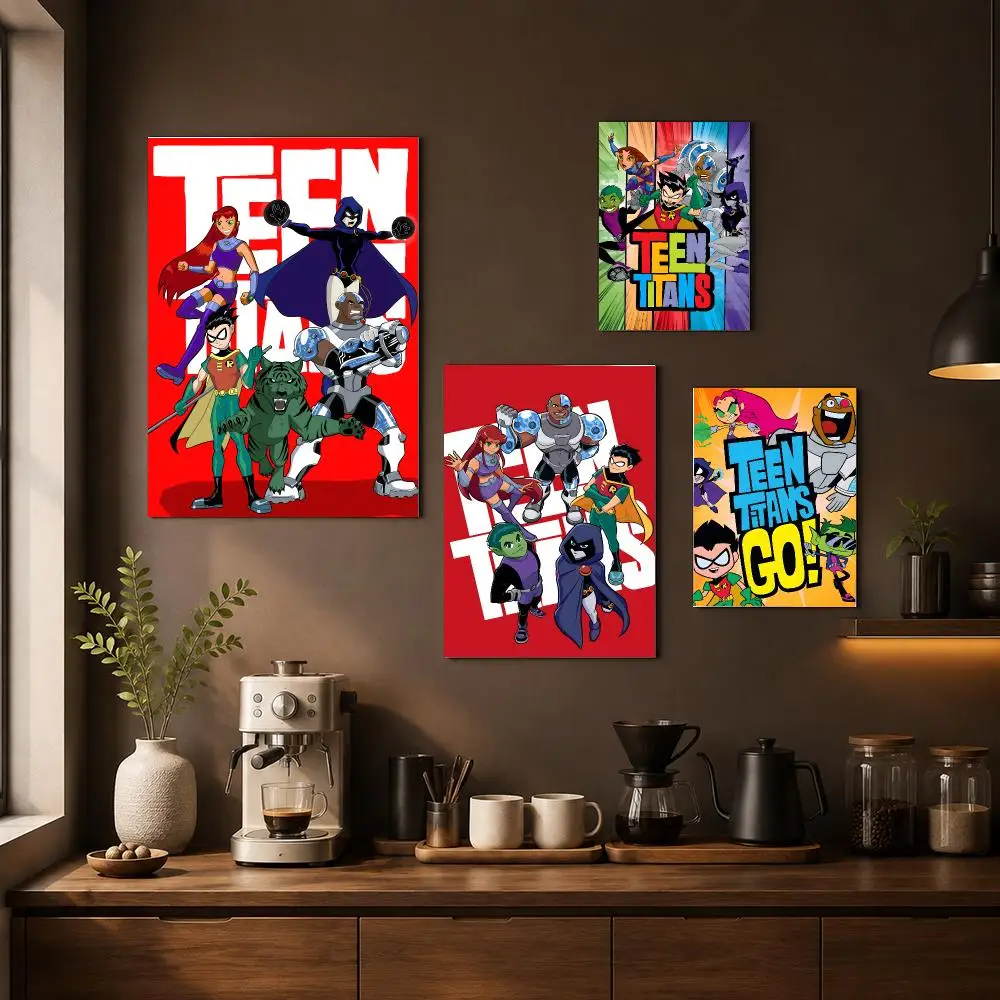 Teen T-Titans Poster Waterproof Wall Art Sticker For Home Living Room Bedroom Bar Vintage Decor High Quality Print Gift
