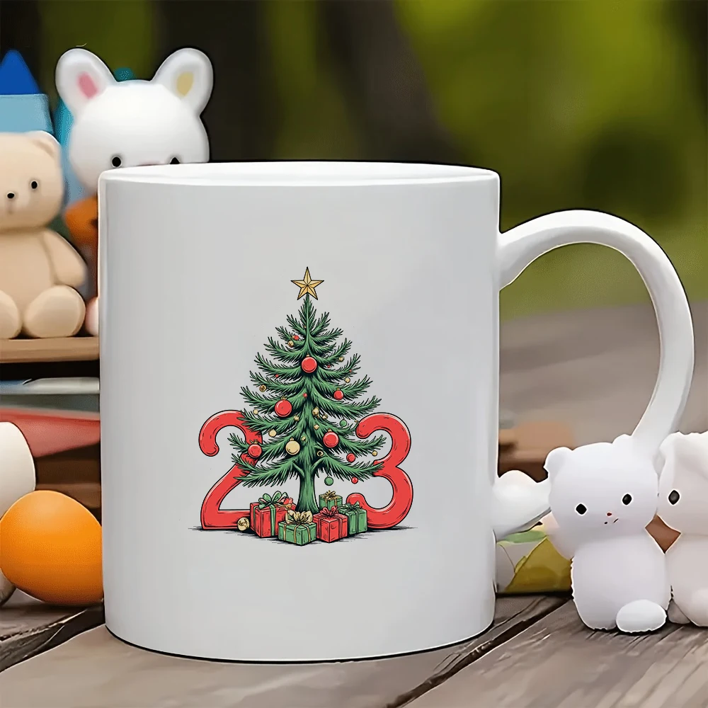 

11oz cartoon Christmas tree mug + 2023 gift box set Christmas kids cup family office coffee mug gift box
