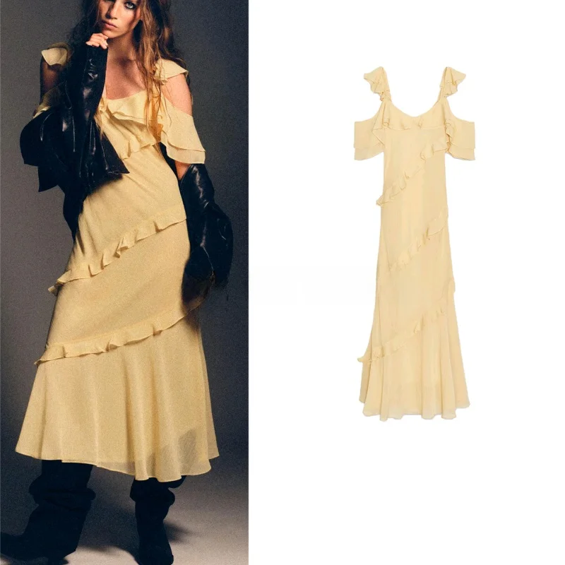 Verão novo estilo de férias f retalhos camada interna decorativa com decote em v vestido de alça casual em forma de x ...