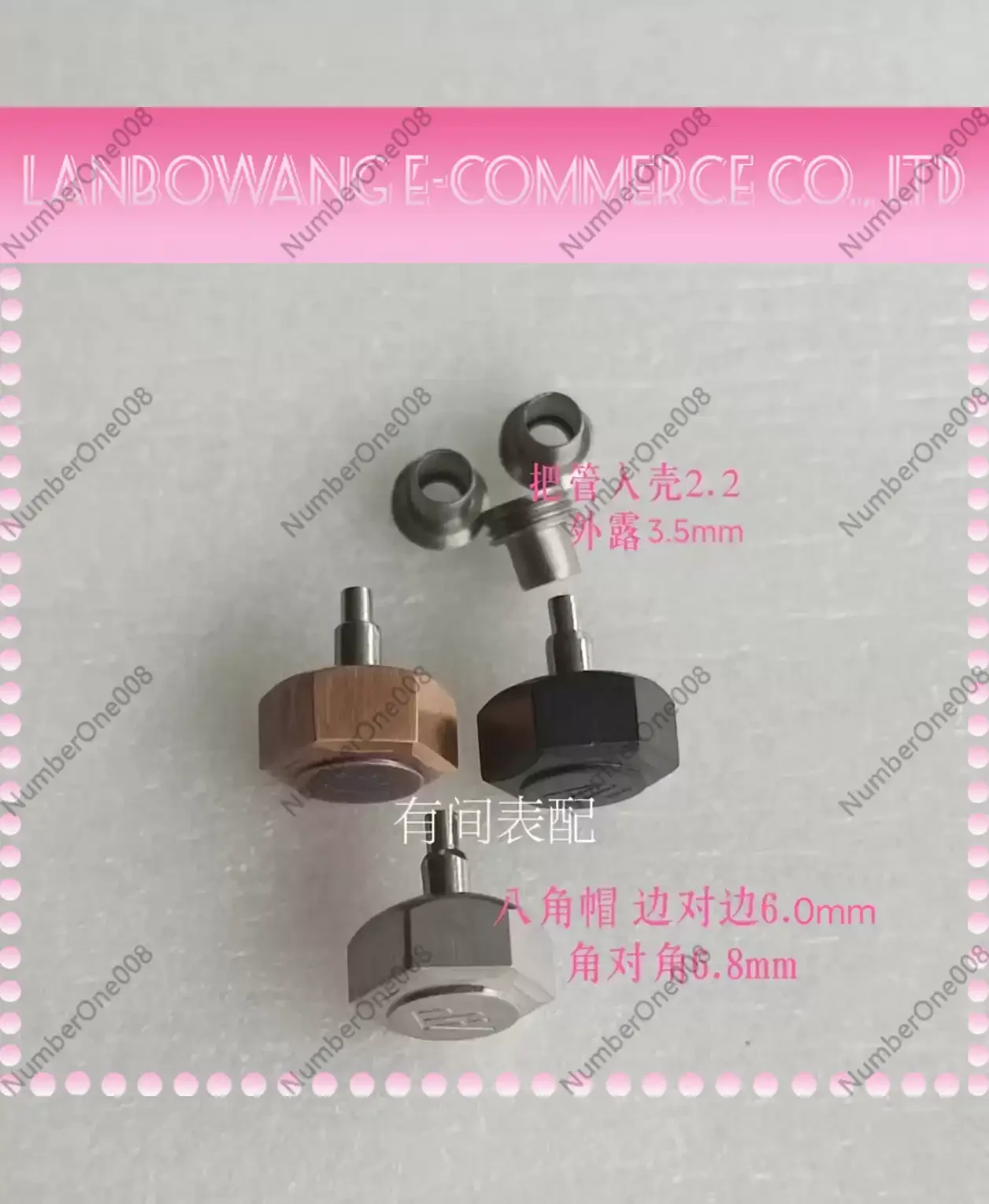 Watch Crown Cap with Locking Screw, 6.8mm Diameter Stem Tube 3.5mm for Mens Watch Replacement Parts