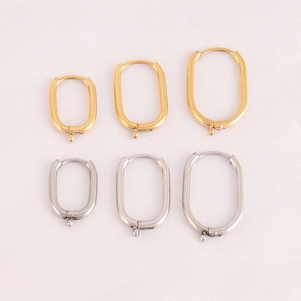 5pcs 316L Stainless Steel Heart Hoop Earrings Posts Star Geometric Oval Earring Base For DIY Jewelry Making Accessories