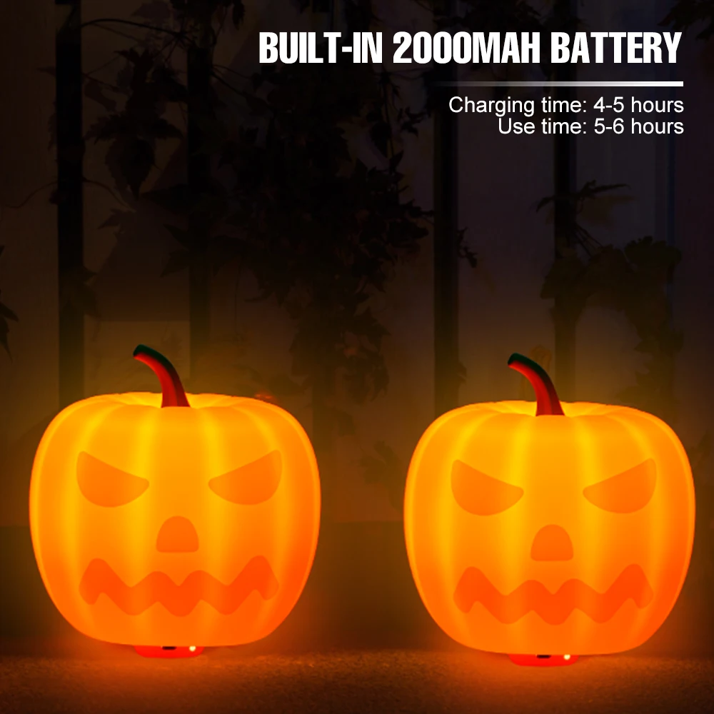 Bombillas LED de calabaza, Bombilla RGB fantasma de silicona, USB, lámpara de noche, ambiente, luces nocturnas, decoración de vacaciones de Halloween