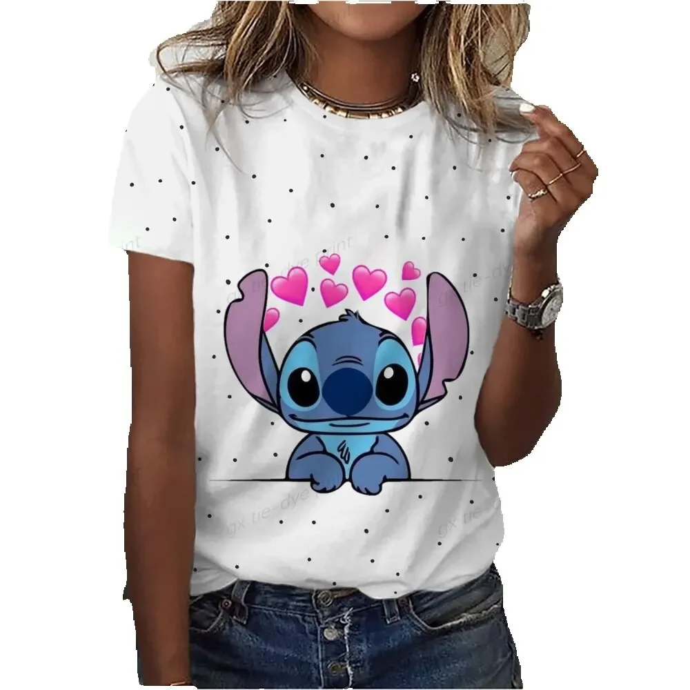 Stitch T-Shirt Women Disney Stitch Print Cartoon Harajuku Feamle T shirts Casual Tops Short Sleeves Tees Women Clothing Y2K