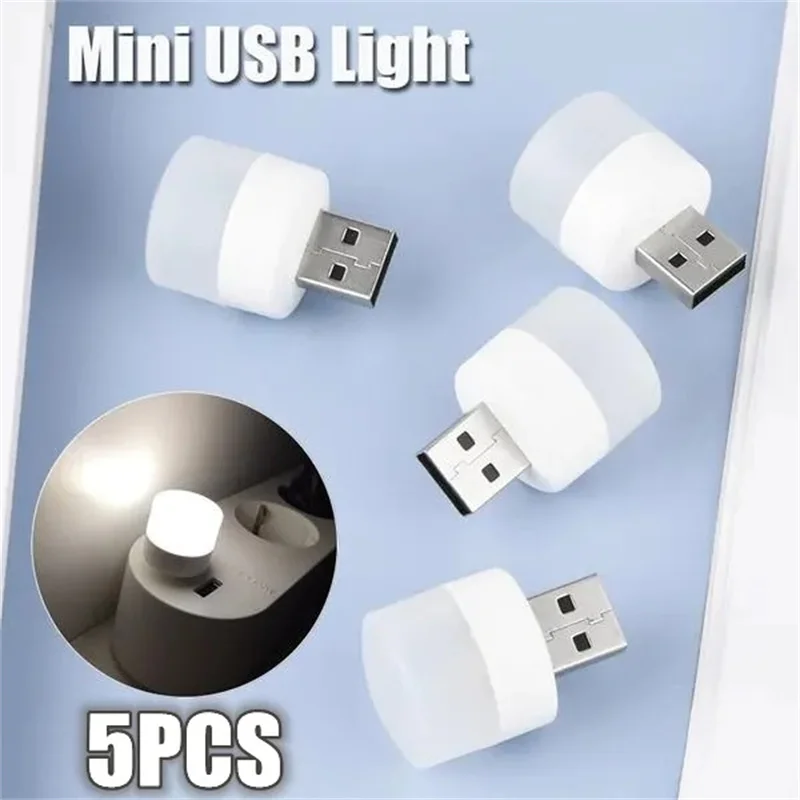 

USB Plug Lamp Computer Mobile Power Charging USB Small Book Lamp LED Eye Protection Reading Light Small Round Light Night Light