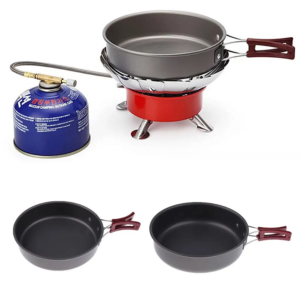 Nonstick Portable Camping Frying Pan Foldable Handle Aluminum Alloy Cook Pot for Hiking Outdoor Picnic Kitchen Appliance