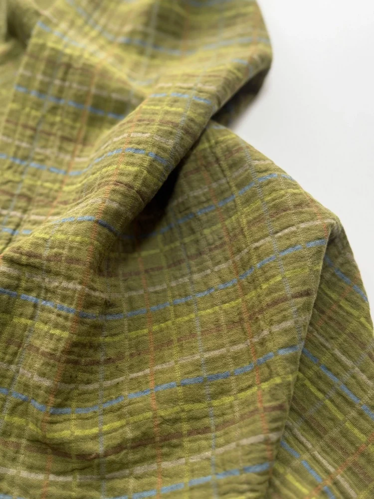 100% cotton green checked woven fabric for DIY children's clothing, women's clothing, pajamas and home wear.