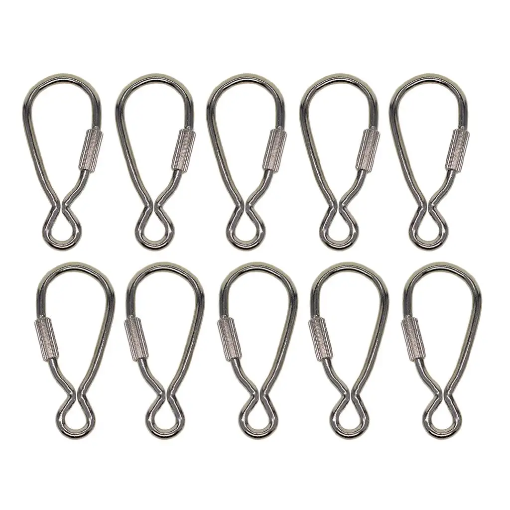 10x Steel Lock Carabiner Clip Snap Hook Screw Keychain Camping Fishing Clasp