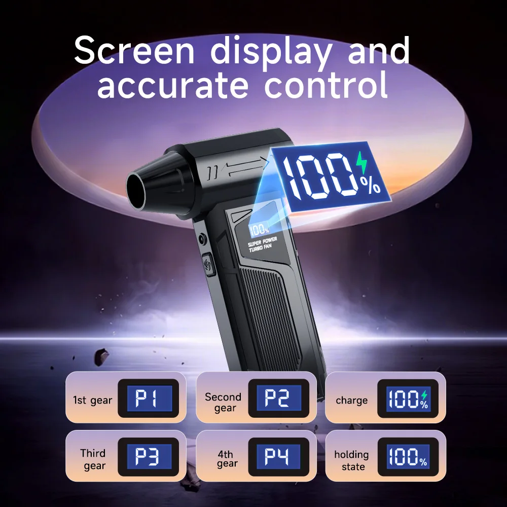 110,000 RPM 3-in-1 먼지 제거기: 불어내기, 진공 청소, 팬. 4단 속도 + LED 조명. 컴퓨터, 자동차, 캠핑용.