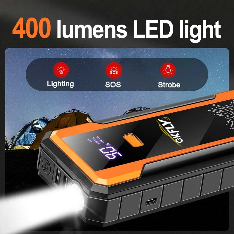 GKFLY 4000A High Power Starting 12V Device Booster Portable Car Jump Starter Cables Power Bank Car Starter Battery Charger