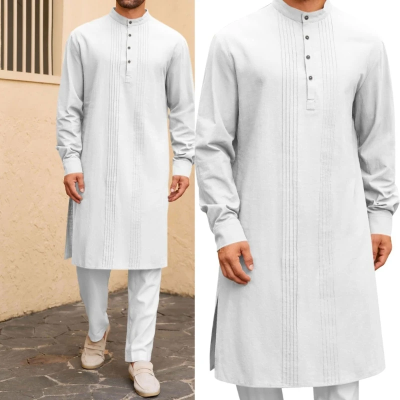 

Мужская исламская роба G92D с длинными рукавами для религиозных церемоний и торжественных мероприятий, обеспечивающая элегантное полное скрытие.