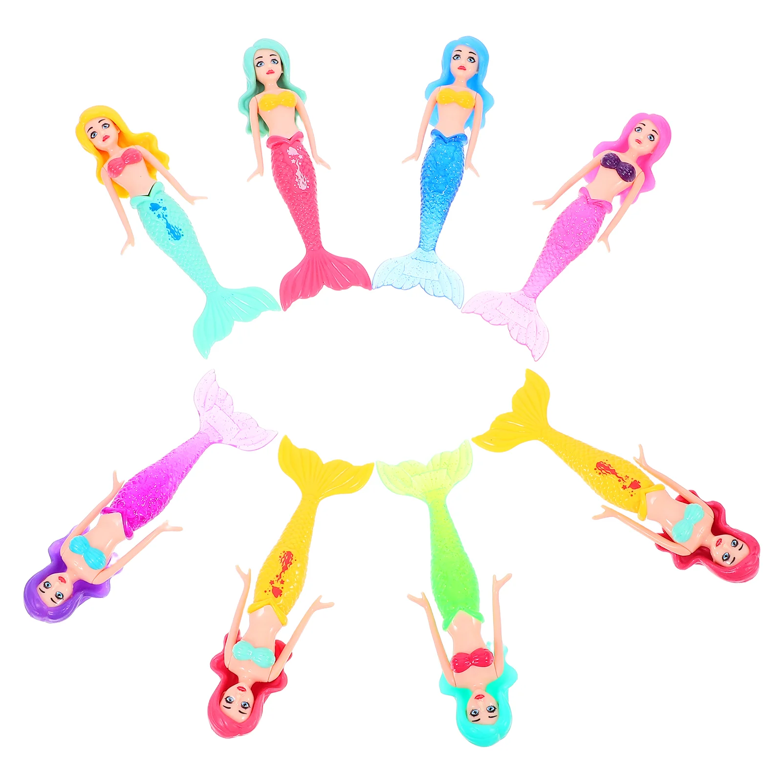 

8 Pcs Mermaid Diving Toys Bright Colors Easy Materials Vision Encourage Exploration Kids Pool Accessories