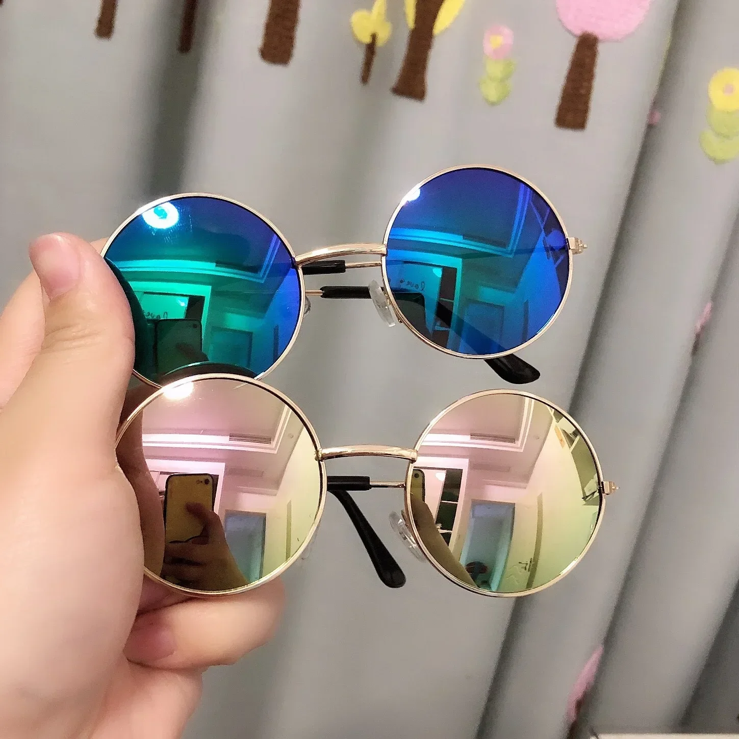 Fashion Vintage Small Round Kids Sunglasses Metal Frame Children Sun Glasses Boys Girls Baby UV400 Goggles Glasses