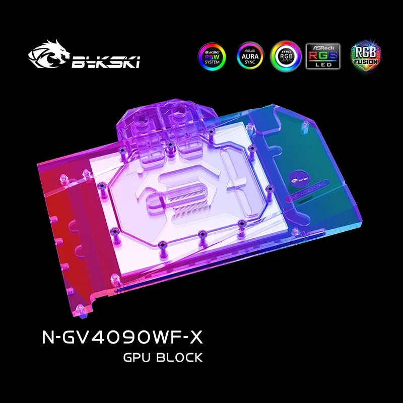 Bykski VGA Water Cooling Block For GIGABYTE GeForce RTX4090 WINDFORCE 24G GPU Card/RGB SYNC Copper Cooling Radiator N-GV4090WF-X