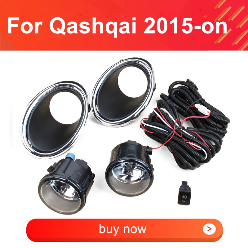 12V 55W Fog Lamp for Nissan Qashqai 2015-on Front Bumper Fog Light  Chrome Cover Wire Relay Switch