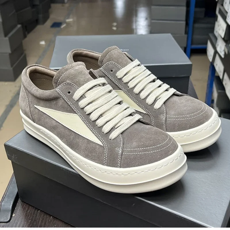 الرجال العلامة التجارية عارضة منخفضة أعلى رمادي الجلد المدبوغ أحذية مصمم جودة الشرير القوطية أزياء الصيف منصة شقة النساء حذاء رياضة حجم كبير 48 #2