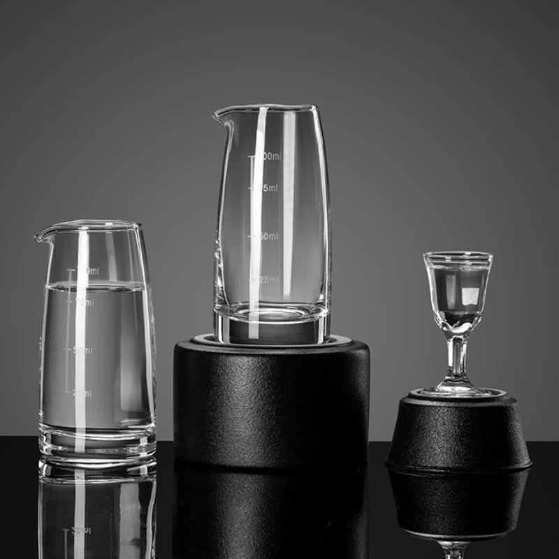 100ml Wine Dispenser Transparent Baijiu Pot Party Luxury Wine Decanter 10ml 4pcs Sets Shot Glass High Footed Small Wine Glass