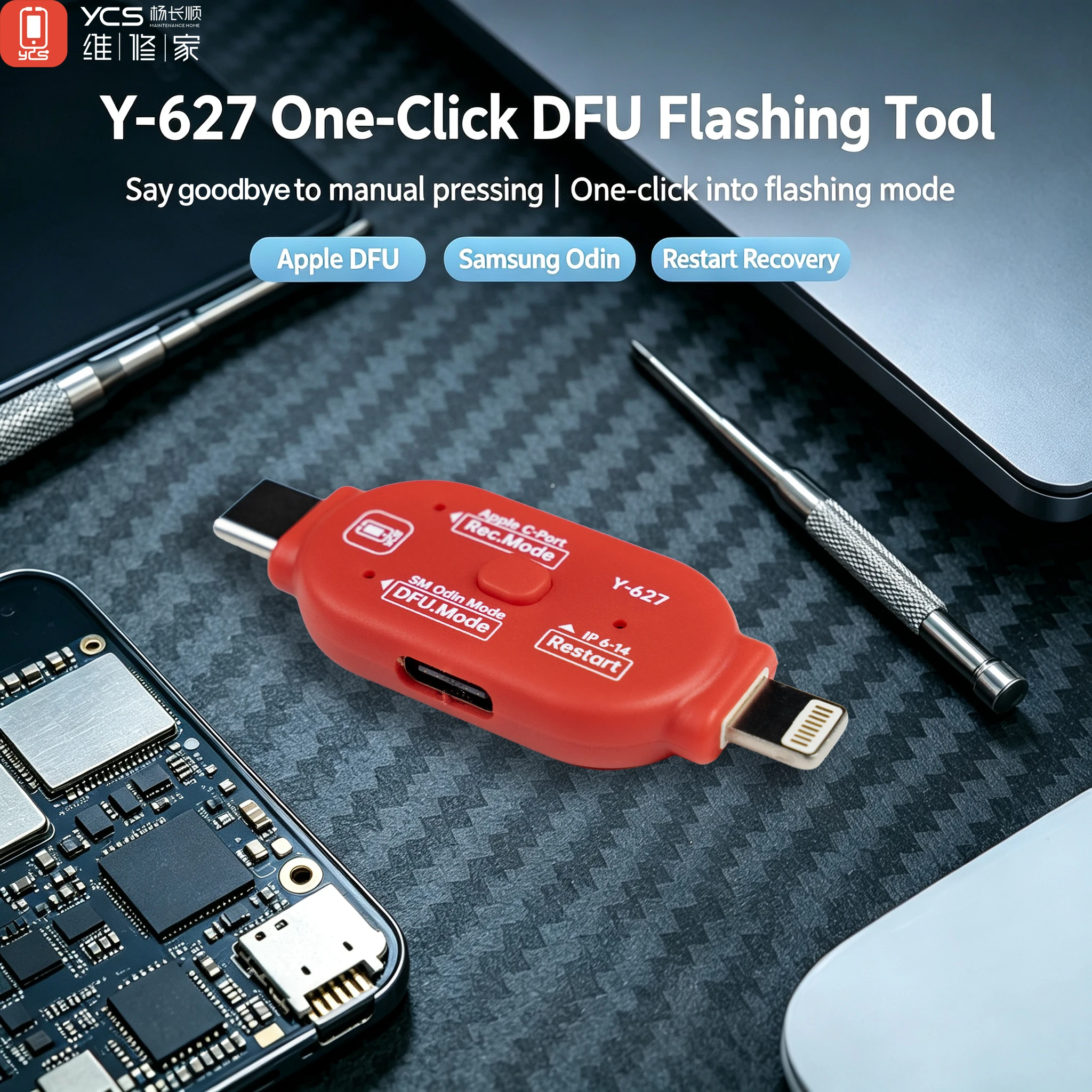 YCS Y-627 One Click DFU Flashing Restore Recovery Tool for iPhone 6 -14 Repair Mode Reset Brick Fix Cable