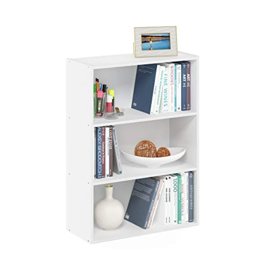 

PASIR Book Shelf 3-Tier Bookshelf Storage Shelves Bookcase 9.7 x 23.7 x 31.5 for Living Room Bedroom Home Office Plain White