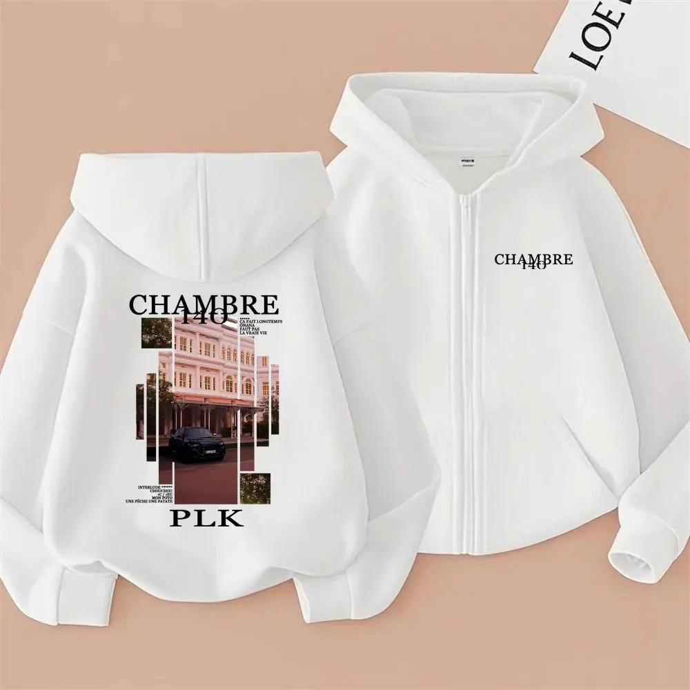 مغني الراب PLK Chambre 140 ألبوم الجرافيك قلنسوة بسحاب الرجال النساء الهيب هوب موضة موسيقى البوب زمم سترة معطف الذكور المتضخم هوديس